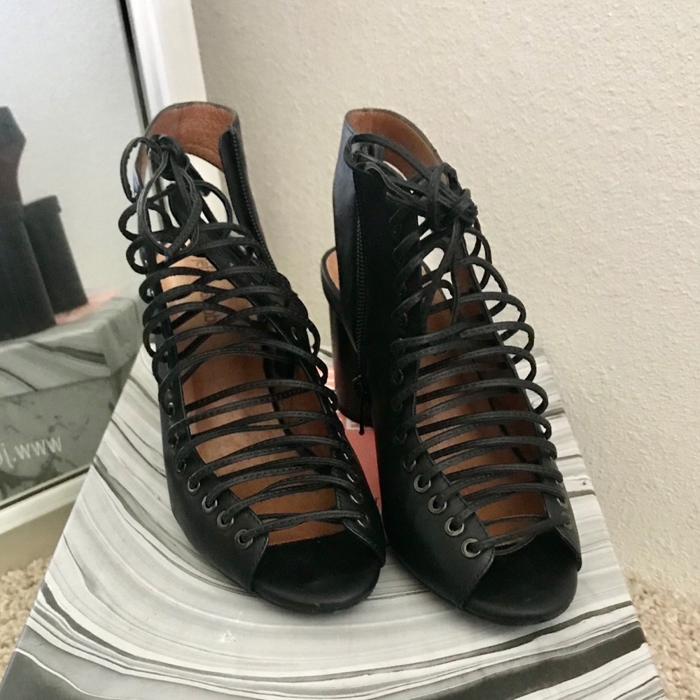 Jeffrey Campbell lace up chunky heels